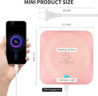 USB Coffee Mug Warmer: Candle Wax Warmer Smart Electric Cup Warmer Charge for Phone Home Desk Office Use Beverage Heating Plate with Gravity Switch for Hot Cocoa Milk Tea Water Pink