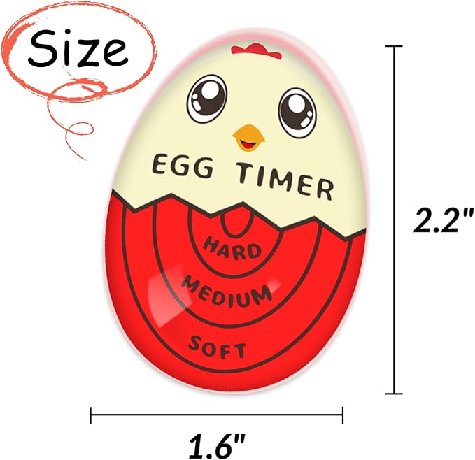 Lasubst Egg Timer for Boiling Eggs that Changes Color When Done, Red, Pack of 2