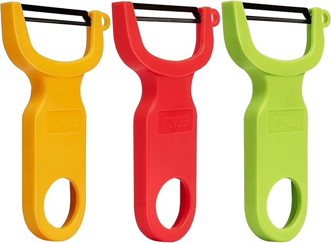 Original Vegetable Fruit Peeler Carbon Steel Blade 3 Pack Red/Green/Yellow…