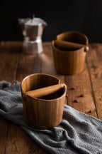 5 inch Coffee Knock Box espresso knock box,Wood Bin for Espresso Machine Coffee Grounds Acacia wood Knock Box Suitable for coffee bar decoration-coffee bar accessories