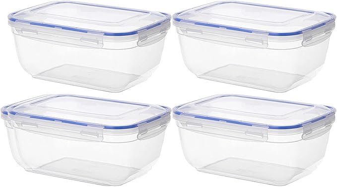 Superio Plastic Food Storage Containers with airtight Lid for Pantry, Fridge- BPA Free, Leakproof Sealed Container- Microwave, Dishwasher and Freezer Safe, Clear (17 Cup- 4 Pack)