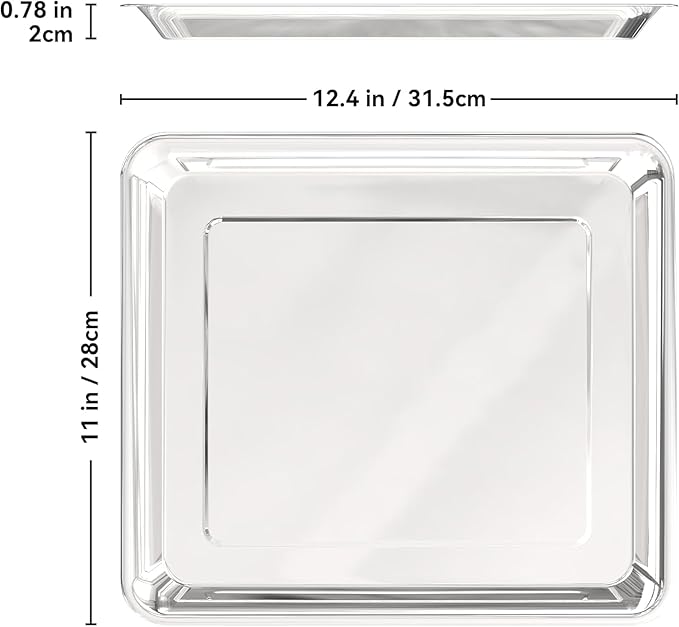 Stainless Steel Baking Tray Pan Compatible with Cuisinart Airfryer TOA-060 and TOA-065, Dishwasher Safe Mesh Air Fryer Basket Wire Rack Accessories Parts 2 SET