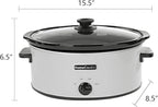 HOMECOOKIN 6 Quart Slow Cooker Oval Manual Pot Food Warmer with 3 Cooking Settings, White Stainless Steel