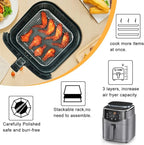 BYKITCHEN 8 inch Square Air Fryer Rack, 3pcs Stackable Stainless Steel Dehydrator Rack with Silicon Feet, Square Air Fryer Accessories for Cosori, Instant Vortex, Ninja Pro XL 6.5 QT AF181 & More