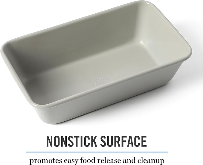 Martha Stewart Gallen 9-Inch Nonstick Carbon Steel Loaf Pan – Cool Grey, Durable Bakeware for Even Baking and Easy Release