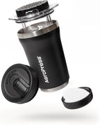 AeroPress Go Plus, Small Portable Coffee Maker Kit, Travel, Camping & Office, All-in-One French Press, Pour-Over & Espresso Style Manual Brewer, 2 Min Brew for Less Bitterness, More Flavor, Black