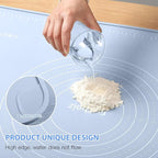 Silicone Pastry Mat 24"*16" Extra Thick Non Stick Baking Mat Food Grade Silicone Dough Rolling Bake Mat with Edge Heightening Blue