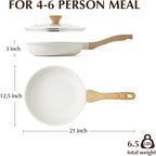 SENSARTE Nonstick Ceramic Frying Pan Skillet with Lid, 12.5 Inch Omelet Pan, Healthy Non Toxic Chefs Pan, Induction Compatible Egg Pan with Heat Resistant Handle, Free of Intentionally Added PFAS/PTFE