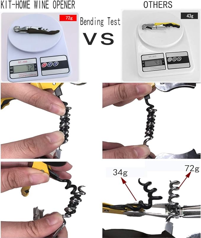 Professional Waiter Corkscrew Wine Openers Set, Heavy Duty Stainless Steel Hinges Wine Key for Restaurant Waiters, Sommelier, Bartenders