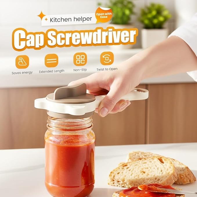 Multi-Functional Retractable Jar & Bottle Opener, Magnetic Stainless Steel Can Opener with Ergonomic Handle, Friendly Kitchen Gadget