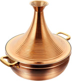 Stainless Steel Moroccan Tagine Pot, Large Moroccan Tajine Casserole with Cone-Shaped Lid, Non Stick Tagine Cooking Pot with 2 Handles(22cm/8.6in, Gold)