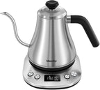 Mecity Electric Gooseneck Kettle With LCD Display Automatic Shut Off Retro Coffee Kettle Temperature Control Hot Water Boiler to Pour Over Tea, 1200 Watt Quick Heating Tea Pot, 0.8L, Stainless Steel