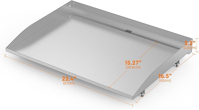 Stanbroil 22 Inch Stainless Steel Flat Top Griddle Replacement Top for Blackstone 22" Tabletop Griddle Station, Griddle Top Replacement with Rear Grease System