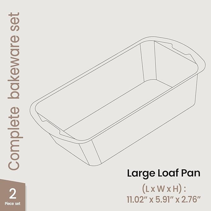 Nonstick Loaf Pan Set Pack of 2, 10.2" & 11" Large Baking Bread Pan, Oven Safe Up to 450°F, PFOA, PFOS, PTFE Free, Space Saving Stackable Design, Stain Resistant, Dishwasher Friendly, Gray Marble