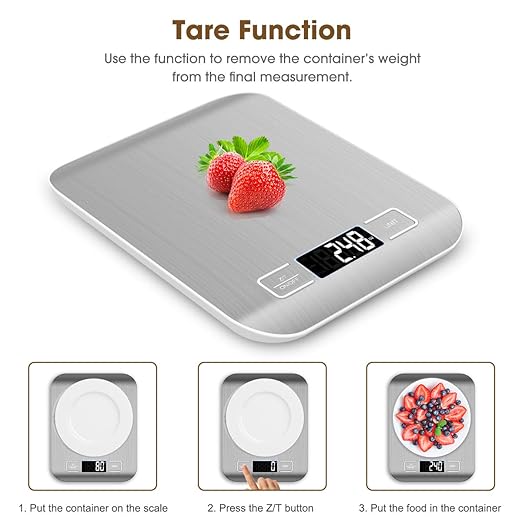 Mik-Nana Food Scale, 22lb Digital Kitchen Scale Weight Grams and Oz for Baking and Cooking, 1g/0.1oz Precise Graduation, Easy Clean Stainless Steel
