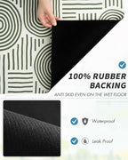 AMOAMI Coffee Mat Hide Stain Rubber Backed Absorbent Dish Drying Mat for Kitchen Counter - Fits Under Coffee Maker or Machine - Green Line 16x24