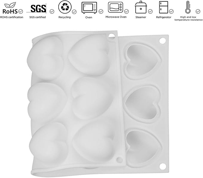 OCPO KITCHEN Mini Heart Silicone Molds for Baking Mousse Cake, Candy, Chocolate, Pastry, Truffle, Cupcake, Jelly, Cookie, Pudding, Cake Decoration Mold, 3D Heart Shape (15-Cavity)