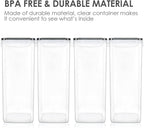 Vtopmart Extra Large Tall Airtight Food Storage Containers, 4 Pieces 5.9qt/6.5L Plastic PBA Free Kitchen Pantry Canister for Spaghetti, Flour and Baking Supplies, with 24 Labels, Black