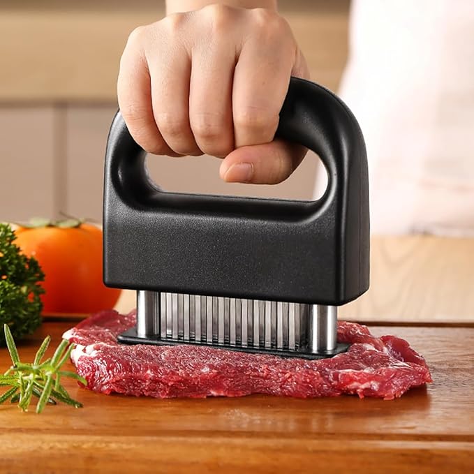 Meat Tenderizer with 48 Stainless Steel Ultra Sharp Needle Blades, Kitchen Cooking Tool for Tenderizing Beef, Chicken, Steak, Veal, Pork, Fish, BBQ, Marinade