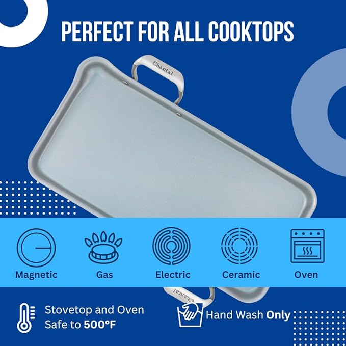 Chantal Stainless Steel Griddle, 19" x 9.5"
