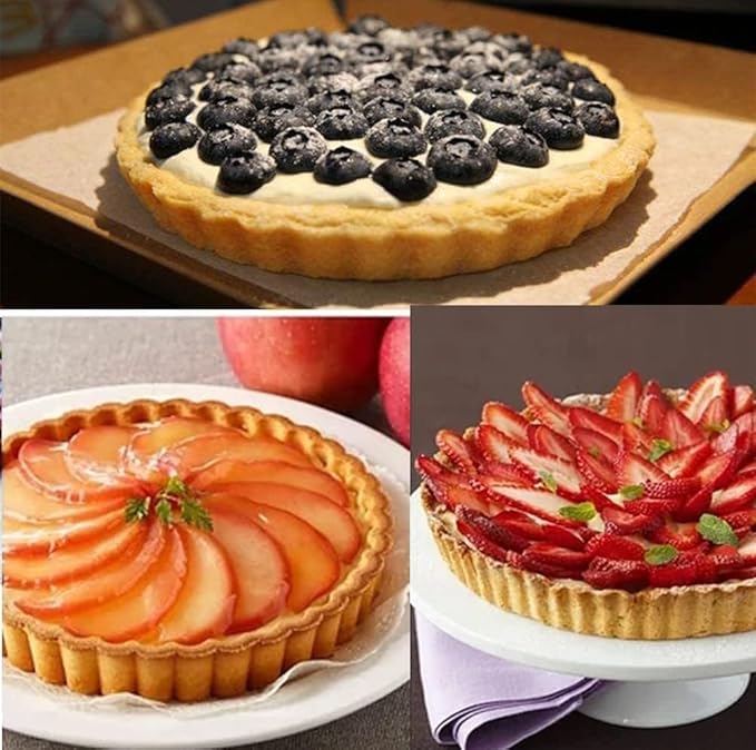 RICHSC-PAN Tart Pan, 9 Inch Tart Pans, Non-Stick Removable Loose Bottom Carbon Steel 9In Tart Pan, The 9.5 Inches at the Top and 9 Inches at the Bottom, With a Depth of 1.1 Inches.