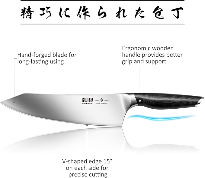 HOSHANHO 16-Piece Kitchen Knife Set with Block, Powder Steel High Carbon Steel Knife Block Set, Ultra Sharp Professional Chef Knife Set with Sharpener