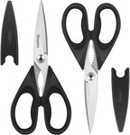 iBayam Black Kitchen Scissors - Heavy Duty Meat & Poultry Shears, Dishwasher Safe Stainless Steel Utility Scissors, 2-Pack Black Kitchen Utensils Set for New Home Essentials