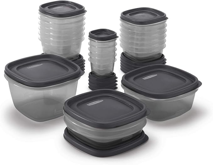 Rubbermaid EasyFindLids Food Storage Containers with SilverShield Antimicrobial Protection, 42-Piece Set, BPA-Free, Grey