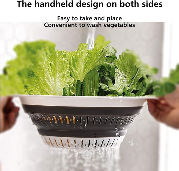 Collapsible Colander and Strainer,Silicone Strainer Colanders & Food Strainers,for Vegetable and Fruit, Kitchen Essentials (2, Blue, 1.3L+2.5L)
