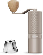 MAVO Manual Coffee Grinder, Shadow Wand Hand Coffee Grinder, Capacity 25g with CNC Stainless Steel Pentagon Conical Burr, Adjustable Setting, Burr Coffee Bean Grinder for Pour Over, Espresso (Silver)