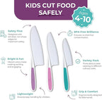 Tovla Jr. Kid Safe Knife Set for Real Cooking | 3-Piece Toddler Kitchen Knives | Montessori & STEM Cooking Tools Ages 4–12 | BPA-Free, Dishwasher-Safe | Christmas, Birthday & Stocking Stuffer Gift