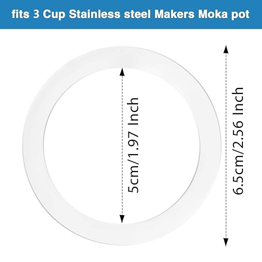 Moka Express Replacement Funnel Kit, 3 Packs Gasket Seals, 1 Stainless Steel Funnel with 1 Pack Stainless Filter (3-Cup)