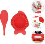 Dumplings Maker Tools Set with 4 Plastic Molds and Spoons Red Dumpling Press for Homemade Wrappers Kitchen Baking Gadgets for Family Cooking