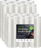 Vacuum Sealer Bags For Food: 12 Pack 6 Rolls 11"x20' + 6 Rolls 8"x20' Commercial Grade BPA Free Bag Rolls Durable Customized Size Food Vac Bags for Storage and Sous Vide Cooking Puncture Prevention