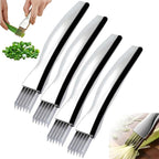 Shred Silk The Knife, 2025 Upgrade Green Onion Cutter Stainless Steel Chopped Kitchen Slicing Tool Cutter for Vegetables Onion Garlic, Multifunctional Kitchen Food Vegetable Cutter (4Pack)