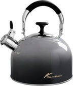 Tea Kettle Stovetop,Stainless Steel Whistling Tea Kettle For Stove Top, 2.5 Qt Tea Pot With Folding Handle, Food Grade Water Teapot Water Kettle For Stove Home Camping Travel,Gradient Black
