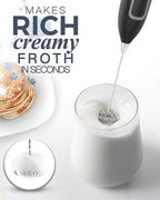 Milk Frother Handheld with Stand, Battery-Operated Electric Foam Maker Frother Wand, Whisk Drink Mixer & Foamer for Coffee, Latte, Matcha, Hot Chocolate