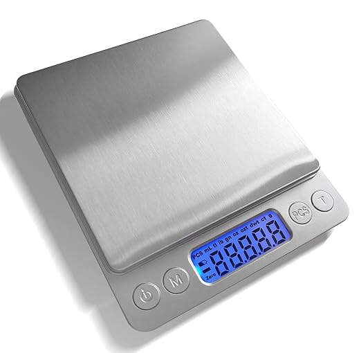 Food Scale Digital Weight Grams and Ounces, 0.001oz/0.01g 500g Kitchen Scale for Food with Backlight LCD Display, Tare, 9 Units, Auto Off, 2 Trays, Batteries Included - Stainless Steel