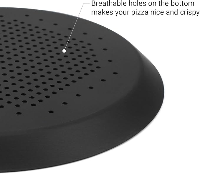 Beasea Pizza Pan 16 Inch, Perforated Pizza Tray with Holes for Oven, Black Heavy Duty Aluminum Alloy Round Pizza Crisper Pan Pizza Baking Tray Bakeware for Home Restaurant Kitchen