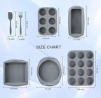 7in1 Silicone Bakeware Baking Set, Kitchen Bake Pans Molds Tray for Oven with BPA Free Round/Square Cake Pan, Loaf Pan, Muffin Pan for Bread Pizza Cheesecake Cupcake Pie Desserts