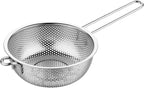 Stainless Steel Basin Colander with Handle, Fine Mesh Kitchen Food Strainer, Large Metal Food Pasta Colanders for Pasta, Noodles, Vegetables and Fruits(COLOR:silver)