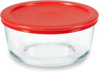 Pyrex Simply Store Glass Food Storage Container, Snug Fit Non-Toxic Plastic BPA-Free Lids, Freezer Dishwasher Microwave Safe, 4 Cup