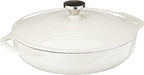 Lodge 3.6 Quart Enameled Cast Iron Round Casserole With Lid– Dual Handles – Oven Safe up to 500° F or on Stovetop - Use to Marinate, Cook, Bake, Refrigerate and Serve – Oyster White