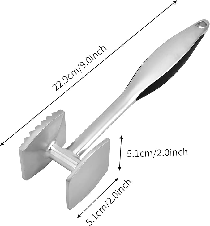 Aliglow Meat Tenderizer Hammer Tool Pounder For Tenderizing Steak Beef Poultry, Heavy Duty Dual-Sided Mallet with Soft Grip Handle - Multifunctional Kitchen Beater for Chicken,Fish, Baking