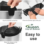 Large AUOON Clip on Strainer for All Pots and Pans - Oversized Silicone Pot Strainer Family-Style Design Pasta Strainer Kitchen Colander for Spaghetti and Noodles | Dishwasher Safe