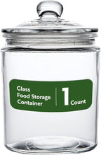 Restaurantware Vetri 0.5 Gallon Glass Storage Jar 1 Dishwashable Glass Cookie Jar - Airtight Seal Wide Opening Clear Glass Candy Jar Knob Handle Lid For Kitchen Laundry Or Storage