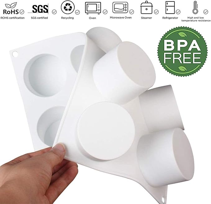 OCPO KITCHEN Tall Cylinder Silicone Molds for Mousse Cake, 3D Silicone Baking Mold for Brownie French Dessert Pastry Ice Cream Cake Decoration Mold, Cylinder Shape (8-cavity)