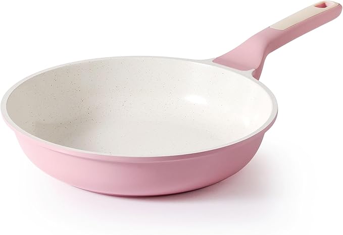 SENSARTE Nonstick Ceramic Frying Pan 8-Inch, Healthy Non Toxic Skillet, Induction Compatible Omelet Pan with Heat Resistant Handle, PFAS-Free, Pink