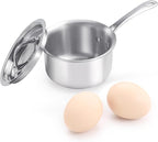 Mini Sauce Pan with Lid, Tri-Ply Stainless Steel Pot with Stay-Cool Handle & All Cooktop Compatibility (Gas, Ceramic, Electric) - Silver
