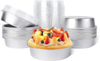 Beasea Mini Pie Tins with Lids, 20 Pack 4 Inch 8oz Disposable Creme Brulee Ramekins Silver Mini Small Aluminum Foil Pie Tart Cake Baking Pans Individual Round Containers Oven Safe for Baking